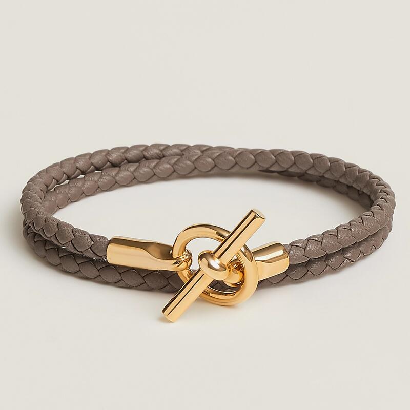 5A Charm Bracelets Genuine Leather Double Tour Long Strap 07 Etoupe Bracelet For Women With Dust Bag Box Size 16-21 Fendave