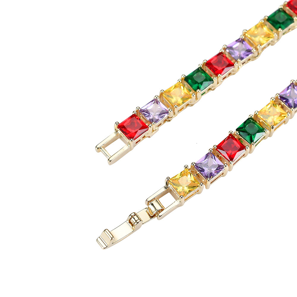 Colorful Luxury Necklace Micro Paved 4 Color VVS Moissanite Iced Out Hip Hop Jewelry Pass the diamond tester