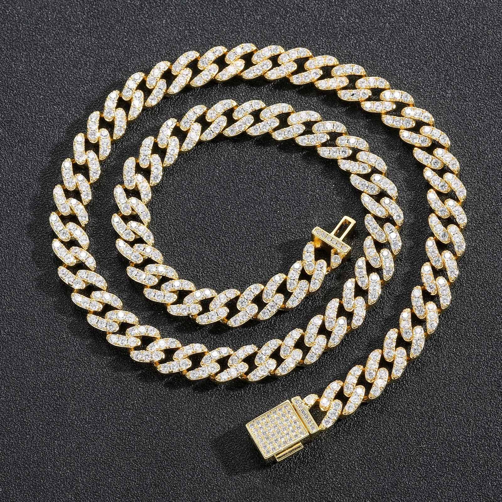 New Arrival Hip Hop 9MM Cuban Link Chain with Flip Clasp Iced Out Men's Personalized Niche Hip Hop Trendy Shiny Necklace Pass the diamond tester