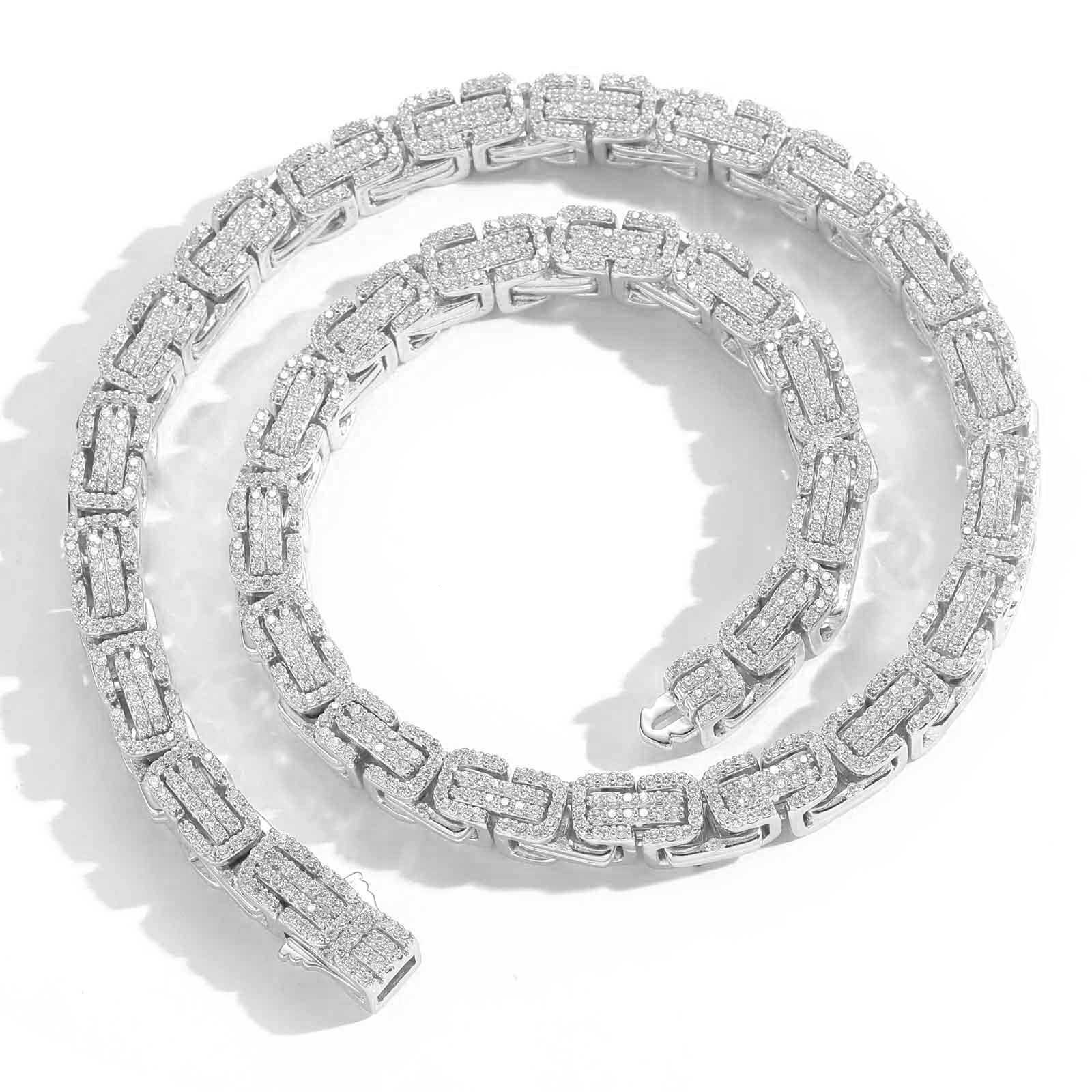 Hip Hop Byzantine Necklace Iced Out 3D Chain Men Trendy Niche Moissanite Fashion Accessory Pass the diamond tester