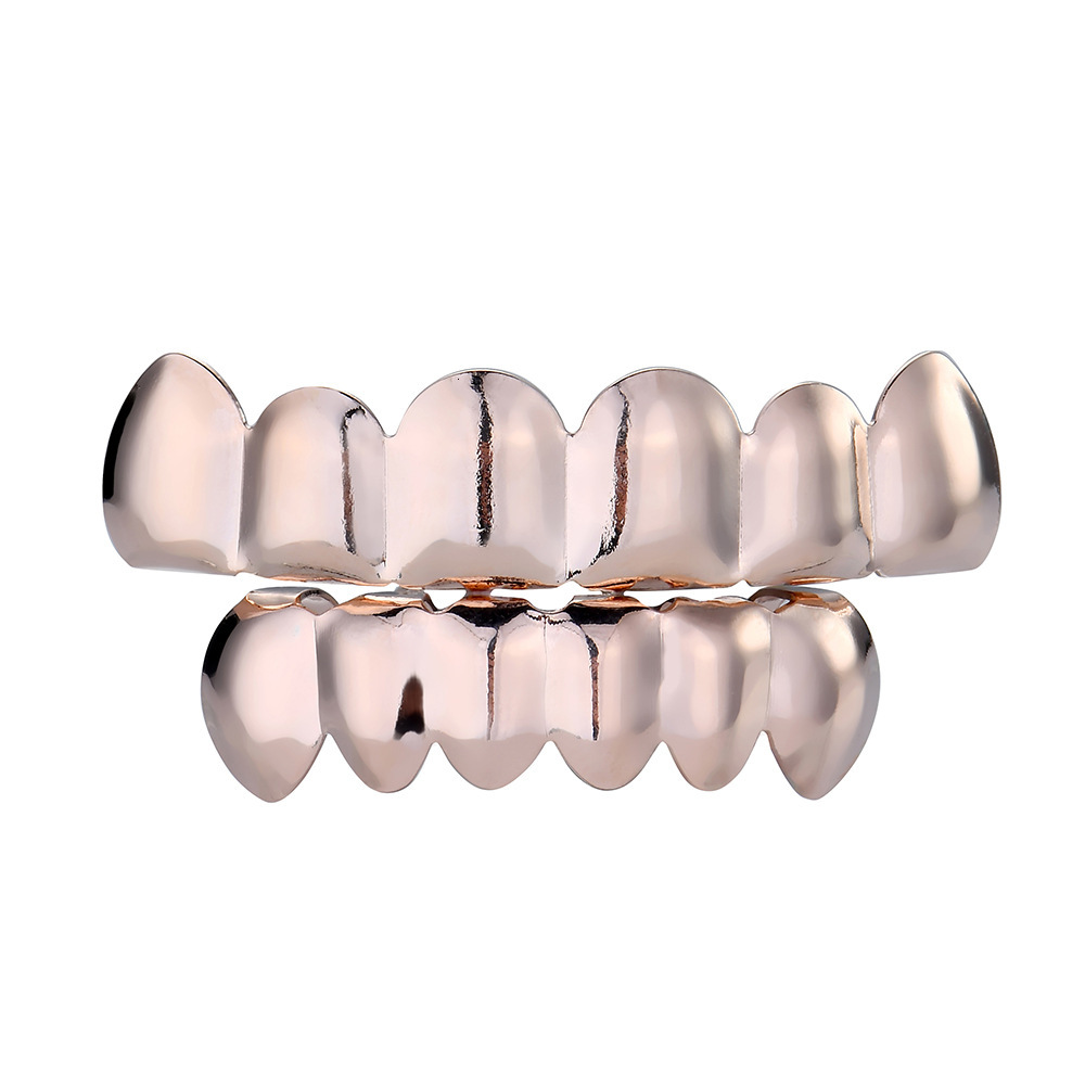 New 18K Gold Plated Smooth Hip Hop Grillz Celebrity Style Trendy Teeth Accessory for Halloween Rapper Costume Accessories