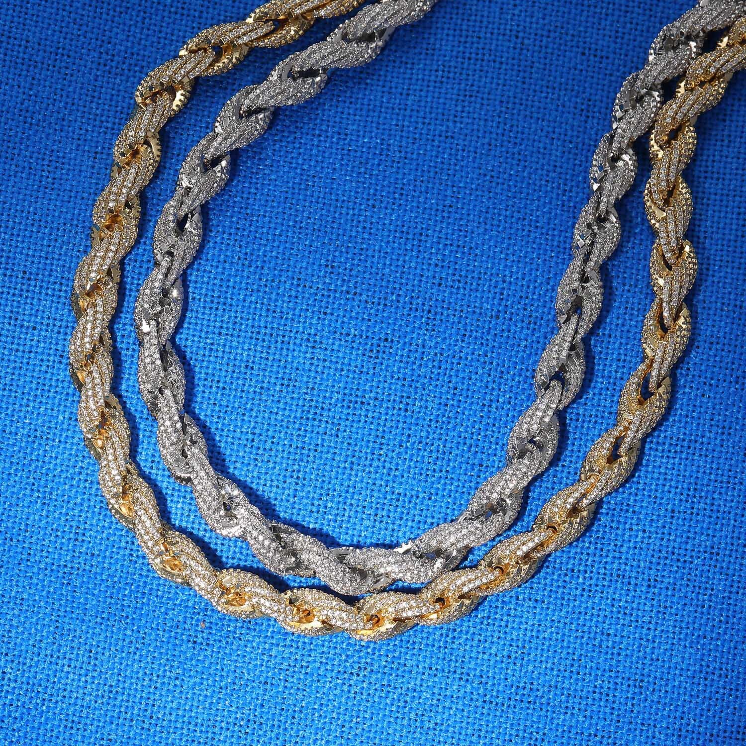 Luxury Jewelry Hip Hop Men's Full Iced Out 8mm Twisted Chain Distorted Chain Hip Hop Necklace Fashion Stylish Accessory Pass the diamond tester