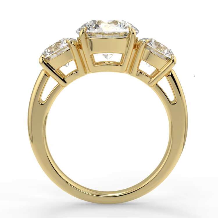 14K Solid Gold Moissanite 3 Stones Wedding Ring Rose Gold Girls Rings Jewelry Luxury Diamond Rings