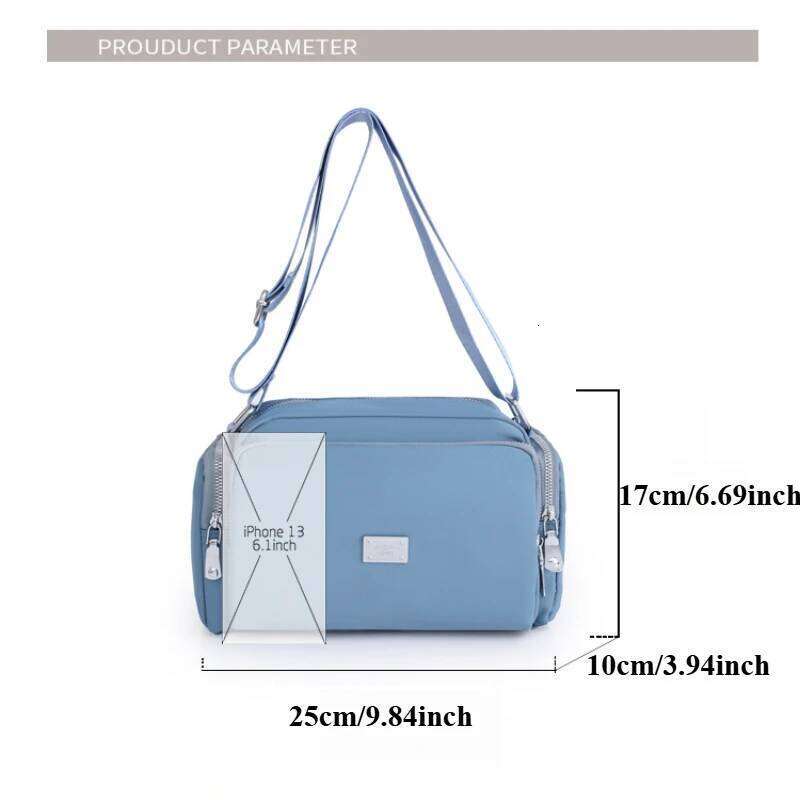 New nylon cloth simple fashion wide shoulder strap crossbody bag large capacity lightweight small square bags