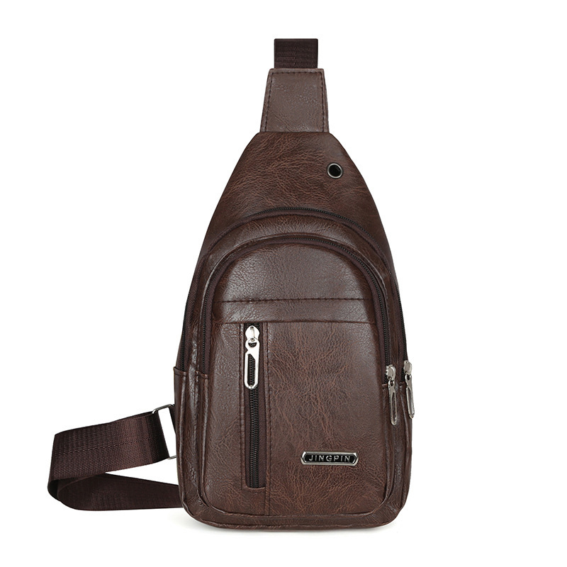 Free Shipping Designer Bag 2025 New Men's Bag PU Chest Trendy Crossbody Luxury Factory Wholesale Dropshipping Solid Color Front Backpack