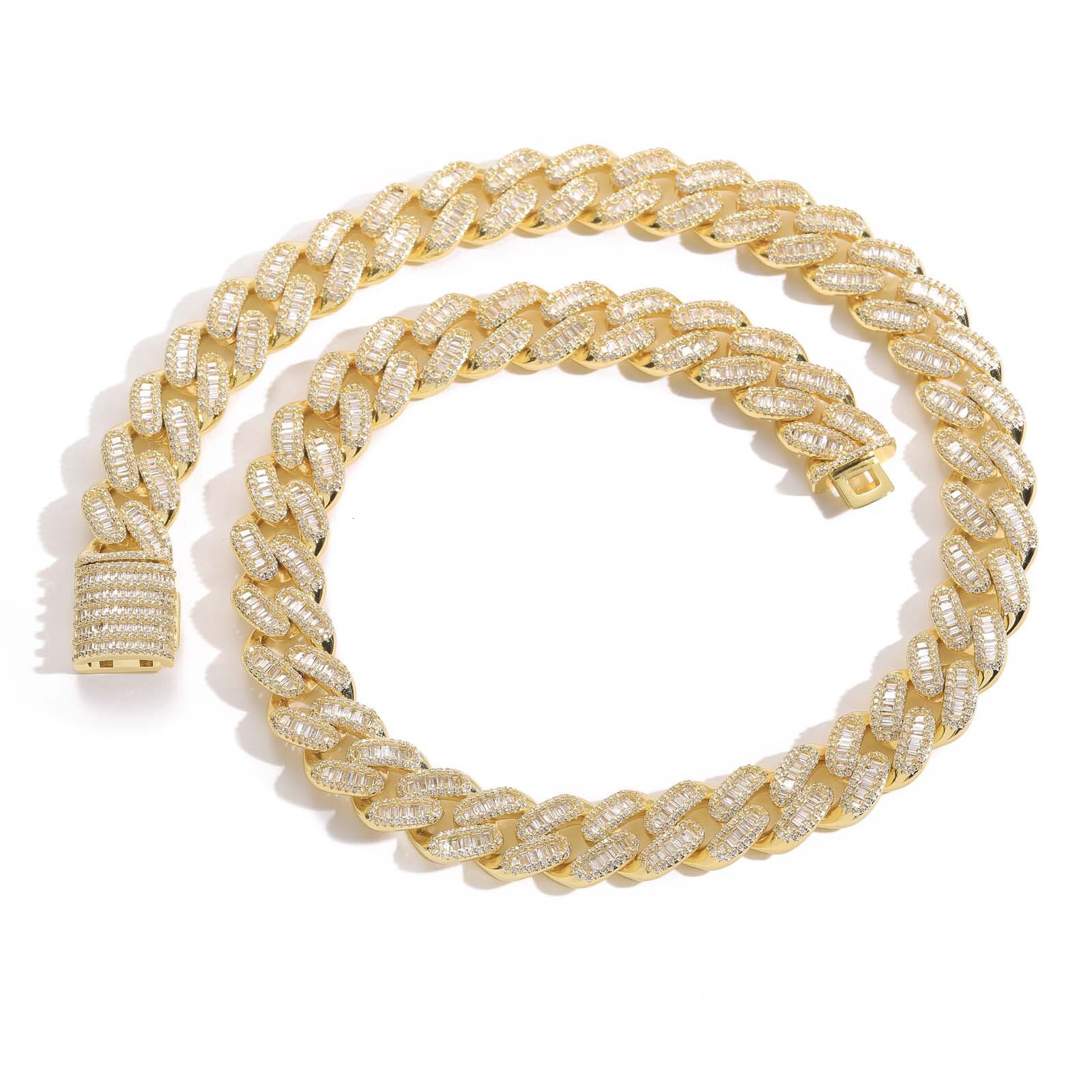 Luxury Jewelry Hip Hop 15mm VVS Moissanite Iced Out Miami Cuban Chain Necklace Pass the diamond tester