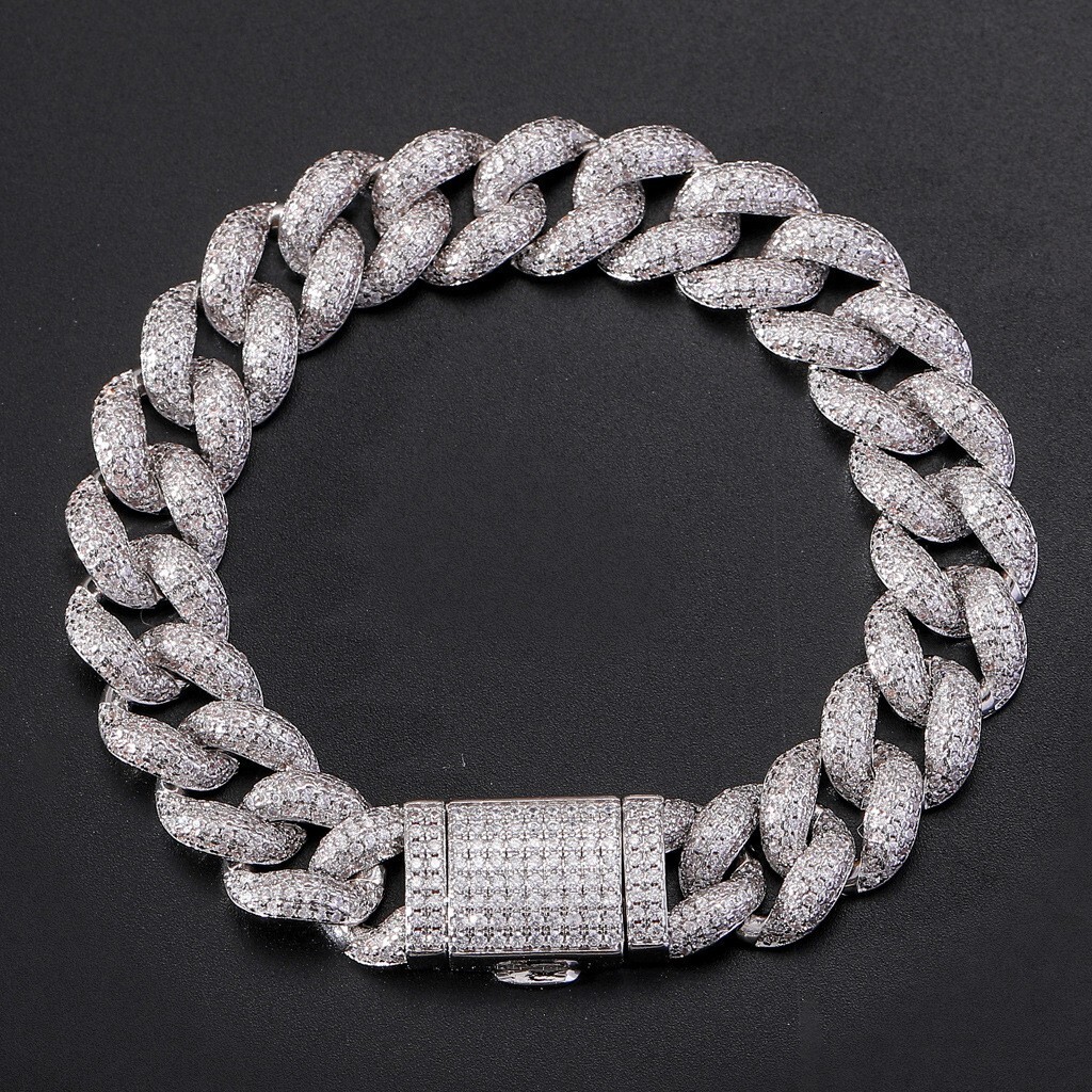 New Hip Hop 12mm Bubble Chain Heavy Iced Out Cuban Chain VVS Moissanite Bling Bling Necklace Pass the diamond tester