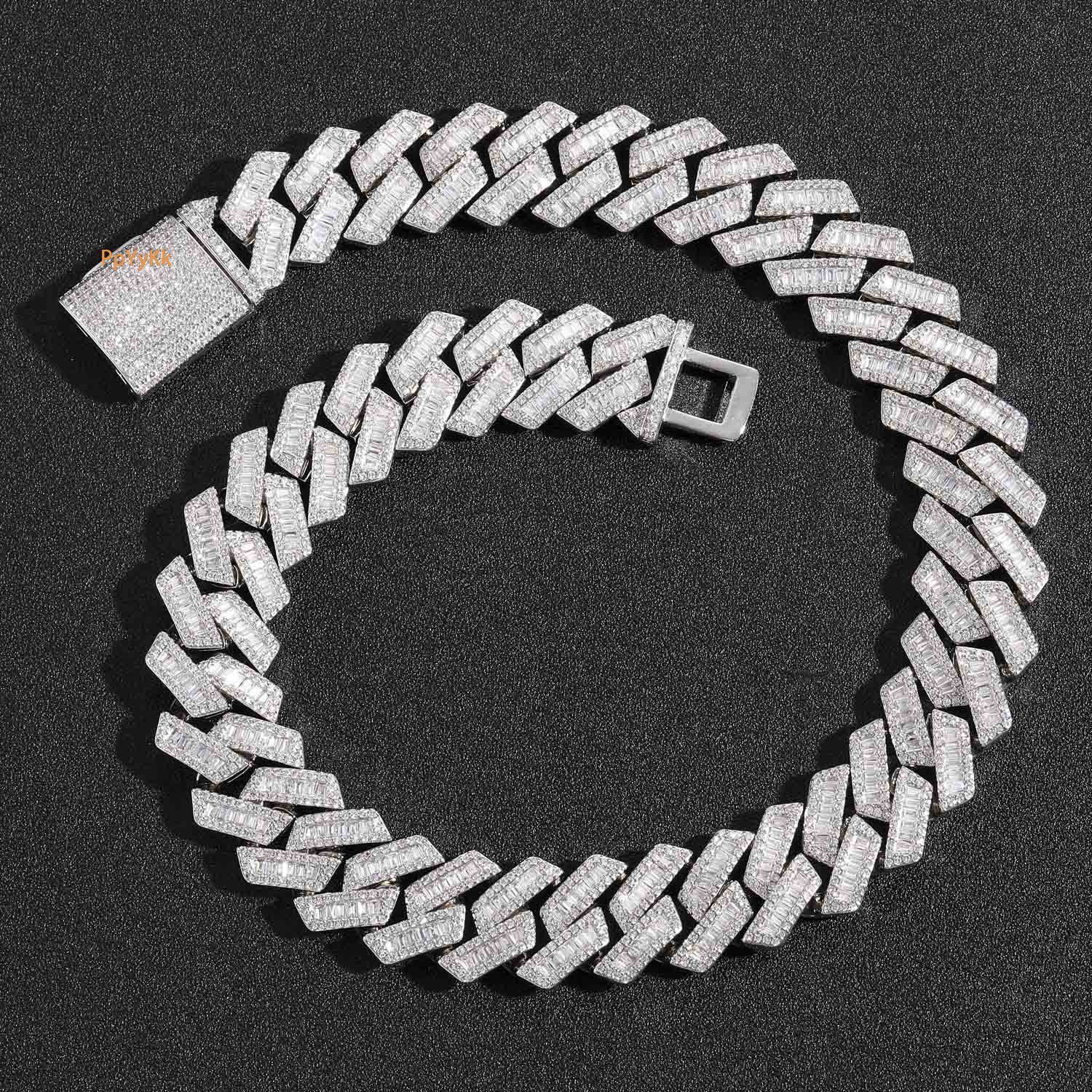 Luxury Jewelry Hip Hop 20mm Iced Out Diamond Cuban Chain Bold Square Moissanite Statement Men's Bling Bling Necklace Pass the diamond tester