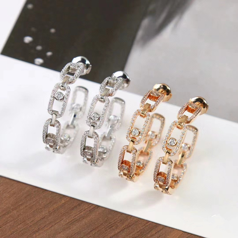 Top grade luxury elegant charm earrings for women 18k rose gold silver shine crystal zircon diamond geometry circle hollow earings earring ear rings jewelry