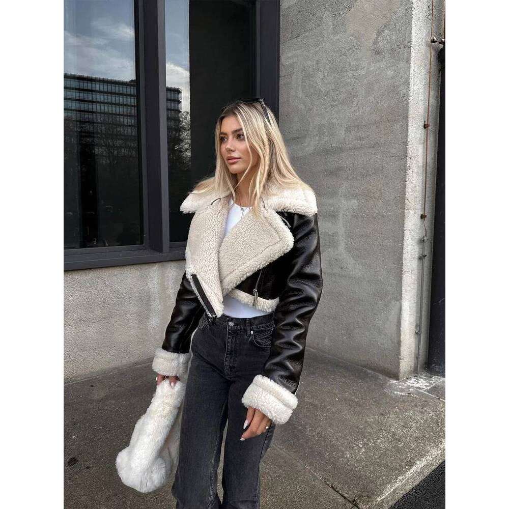 hoodie hoodie hoodie Suninheart Fashion Double Sided Short Jacket Women Warm Thick Lapel Lambswool Coat Autumn Winter Vintage Female Fleece Tops jacke