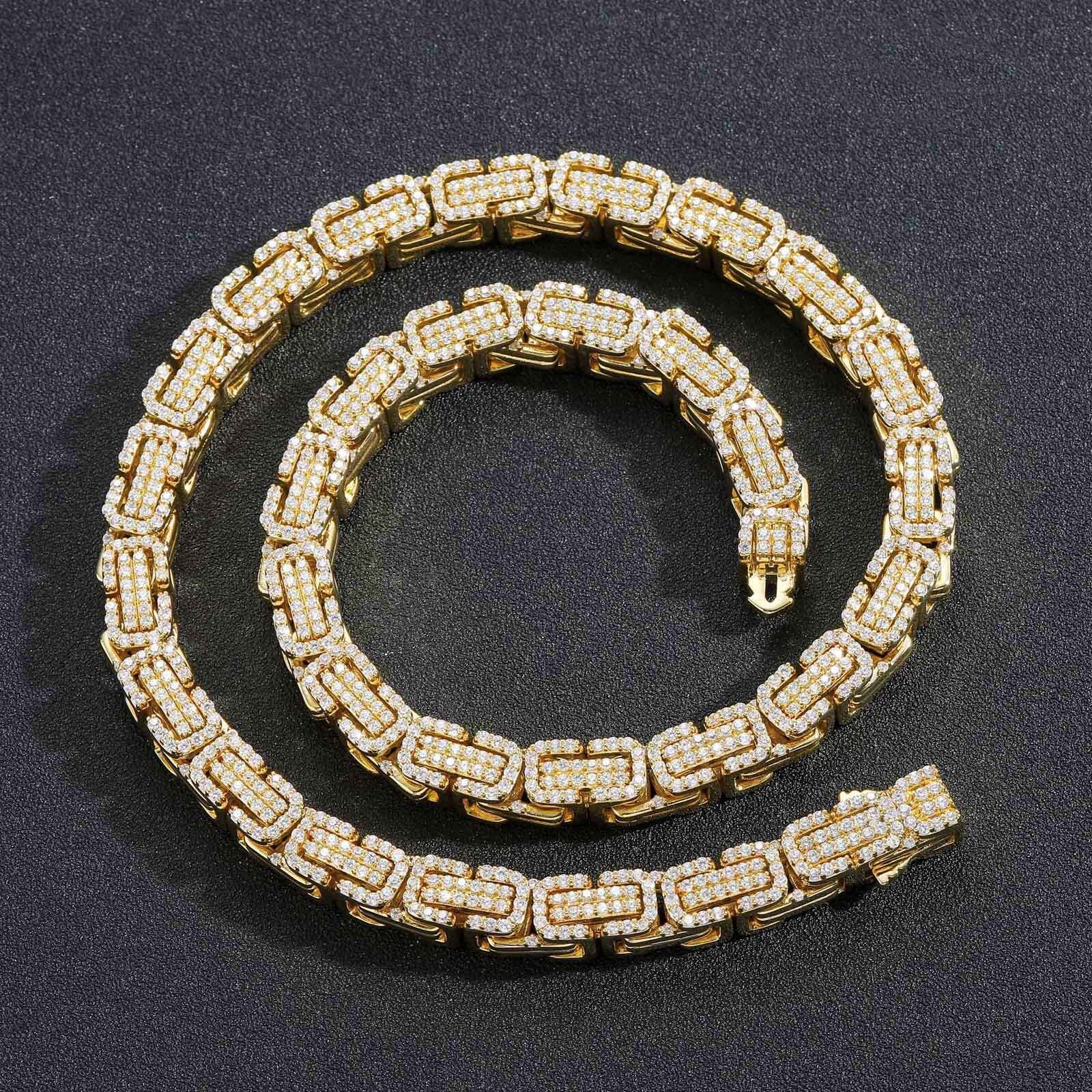 Hip Hop Byzantine Necklace Iced Out 3D Chain Men Trendy Niche Moissanite Fashion Accessory Pass the diamond tester