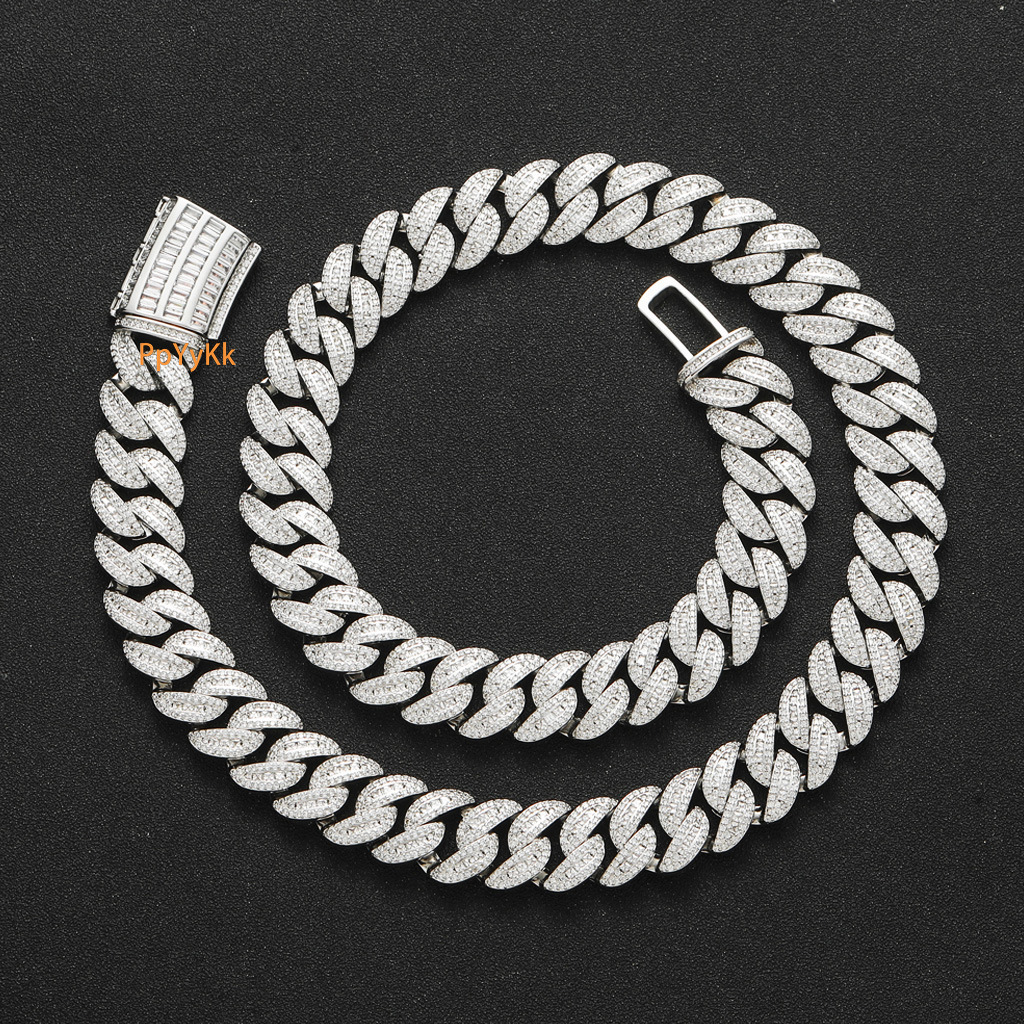 Hip Hop 15mm Miami Cuban Chain VVS Moissanite Iced Out Men's Niche Choker Pass the diamond tester