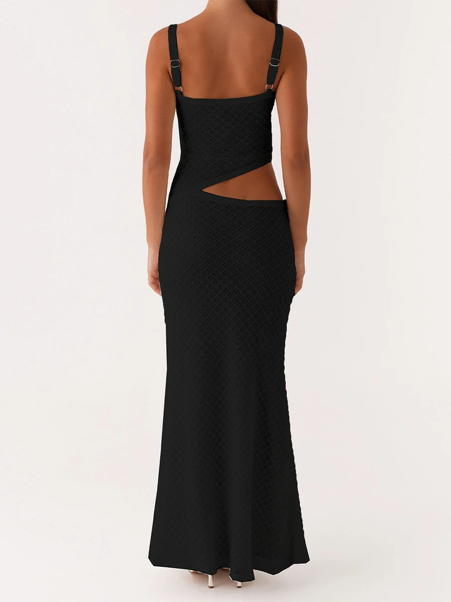 Elegant Women s Sleeveless Spaghetti Strap Bodycon Dress with Chic Hollow Out n and Fit Silhouette 250624
