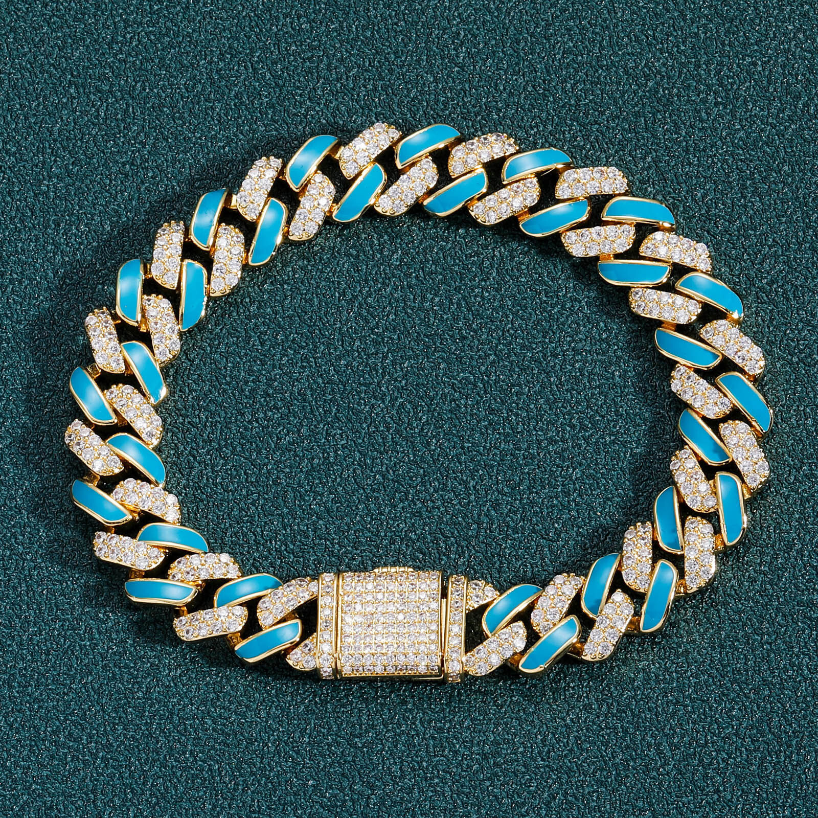 New Arrival Blue Drip 12mm Iced Out Luxury Hip Hop Cuban Chain Necklace Unisex Trendy Bling Accessory Pass the diamond tester