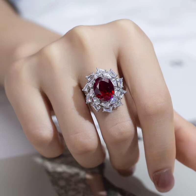 Messi Jewelry MSR-954 Lab Created Ruby S925 Oval Ring New Romantic Fashion Design Engagement Ring Wedding Band Classic Gift