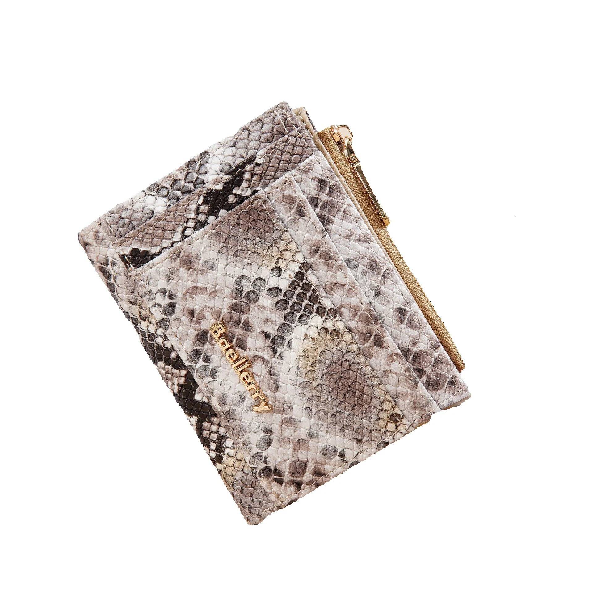 Free shipping 2025 new designer bag New Baellerry Women's Wallet Cross-border Fashion Snake Pattern Short Multi-card Slot Zipper High-end Coin Pu