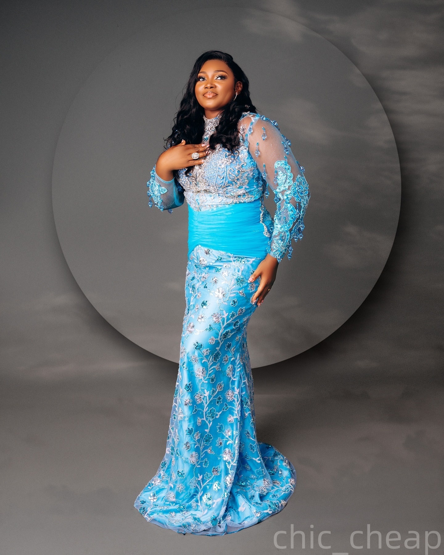 Sky Blue Mermaid Prom Dresses 2025 Rhinestones Lace Floral Lace Evening Formal Party Second Birthday Engagement Gowns Plus Size Dress For Special Occa