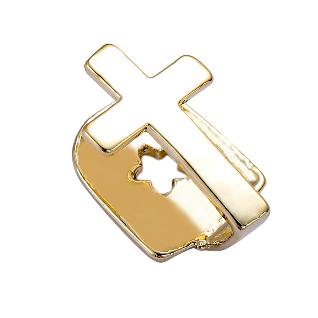 New Arrival 18K Gold Cross Single Tooth Grillz Luxury High Quality Rapper Hip Hop Accessory