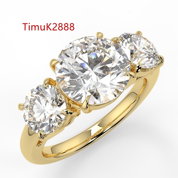 14K Solid Gold Moissanite 3 Stones Wedding Ring Rose Gold Girls Rings Jewelry Luxury Diamond Rings