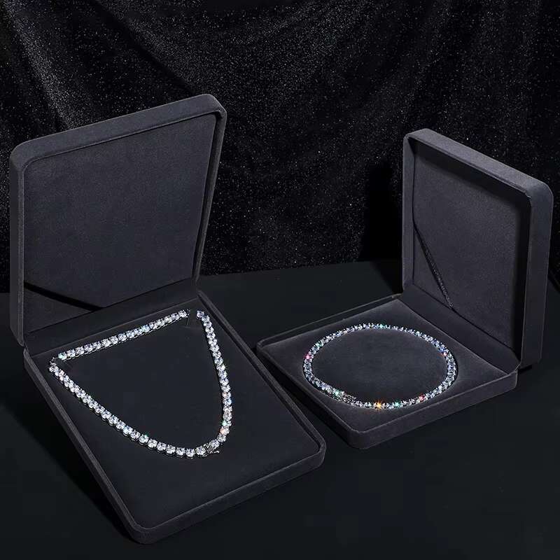 Christmas Halloween Gift Case Hip Hop Moissanite Cuban Link Chain Tennis Necklace Luxury Velvet Jewelry Box for Packaging