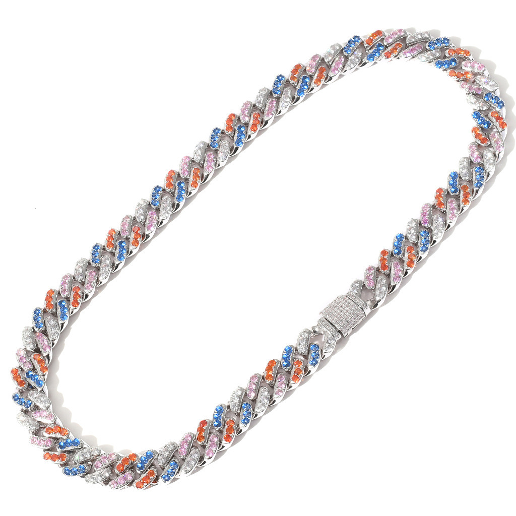 New Hip Hop 12mm 4 Color Moissanite Cuban Chain Hiphop Accessory High Quality Pass the diamond tester