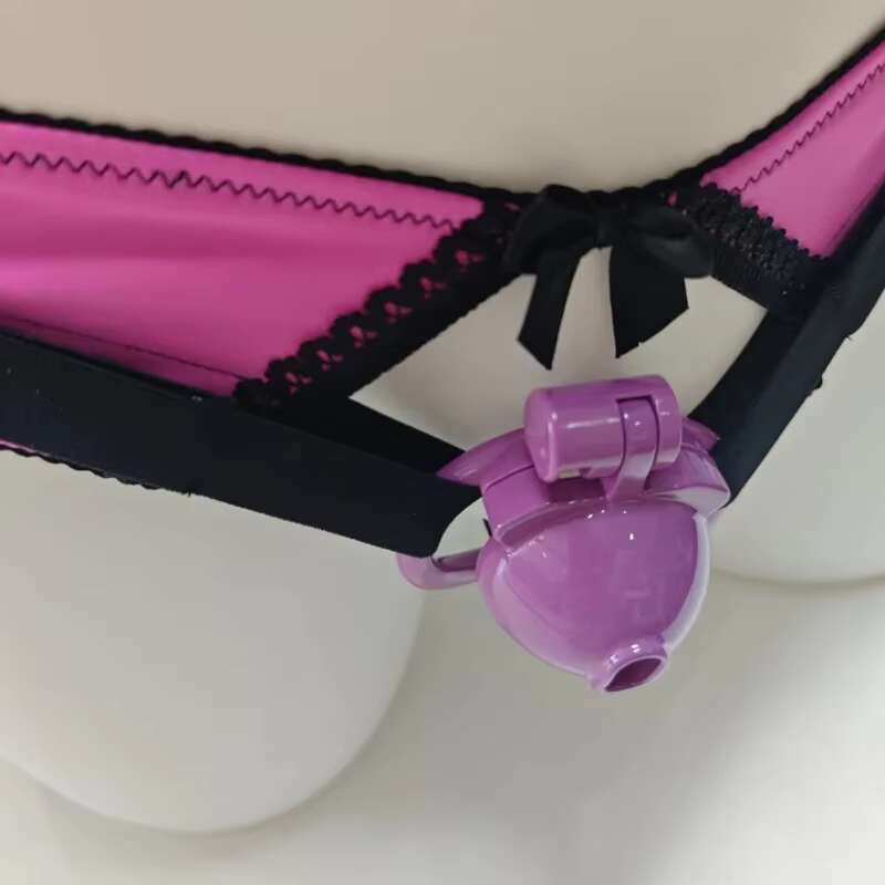 Sissy Training Lockable THONG Chastity Panties Anti-Falling Harness for Male Chastity Cage