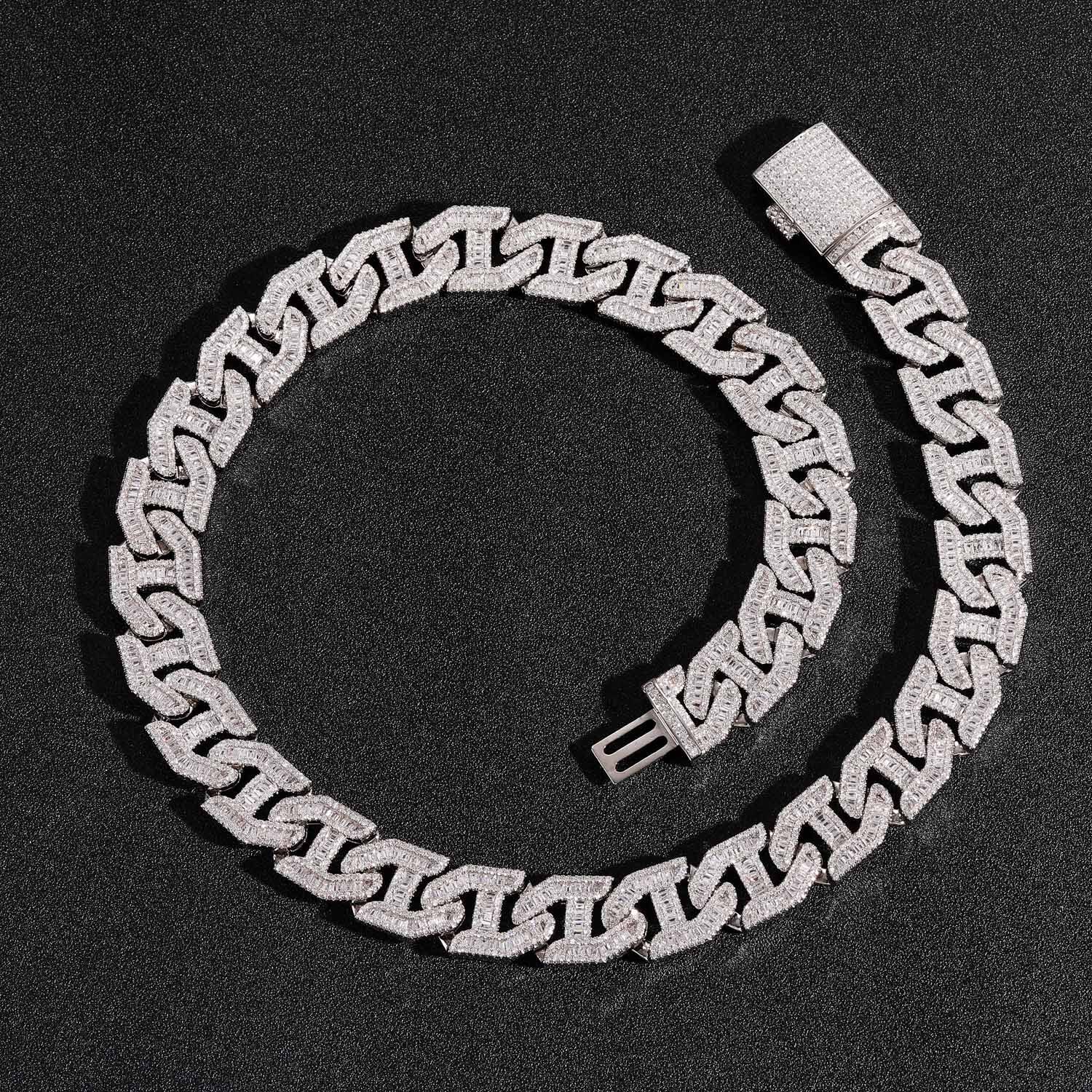 Hip Hop 17mm Iced Out Lock Clasp Box Chain Necklace Men's Moissanite Luxury Stylish Bling Pass the diamond tester