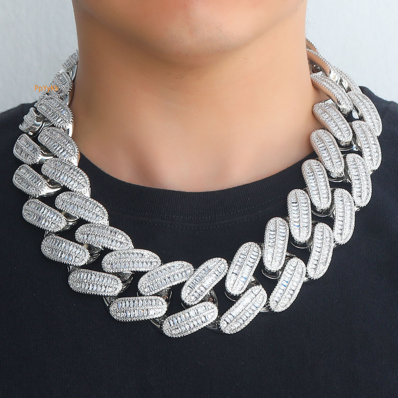 Luxury Jewelry Hip Hop 40mm Big Cuban Chain Iced Out Real Gold Plated Hip Hop Punk Men's Statement Bling Bling Necklace Pass the diamond tester