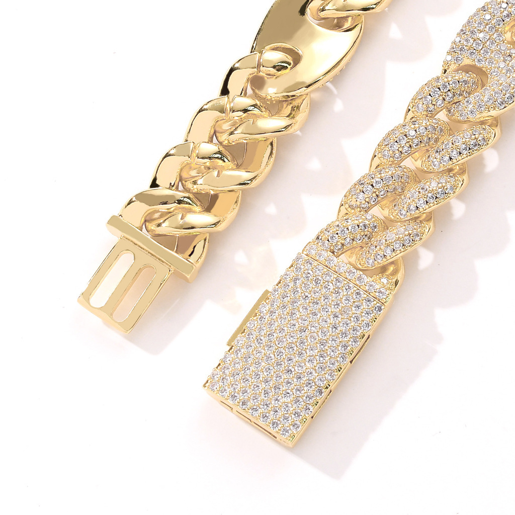20mm Pig Nose Miami Clasp Cuban Chain Fully Iced Luxury Men Hiphop Necklace Pass the diamond tester