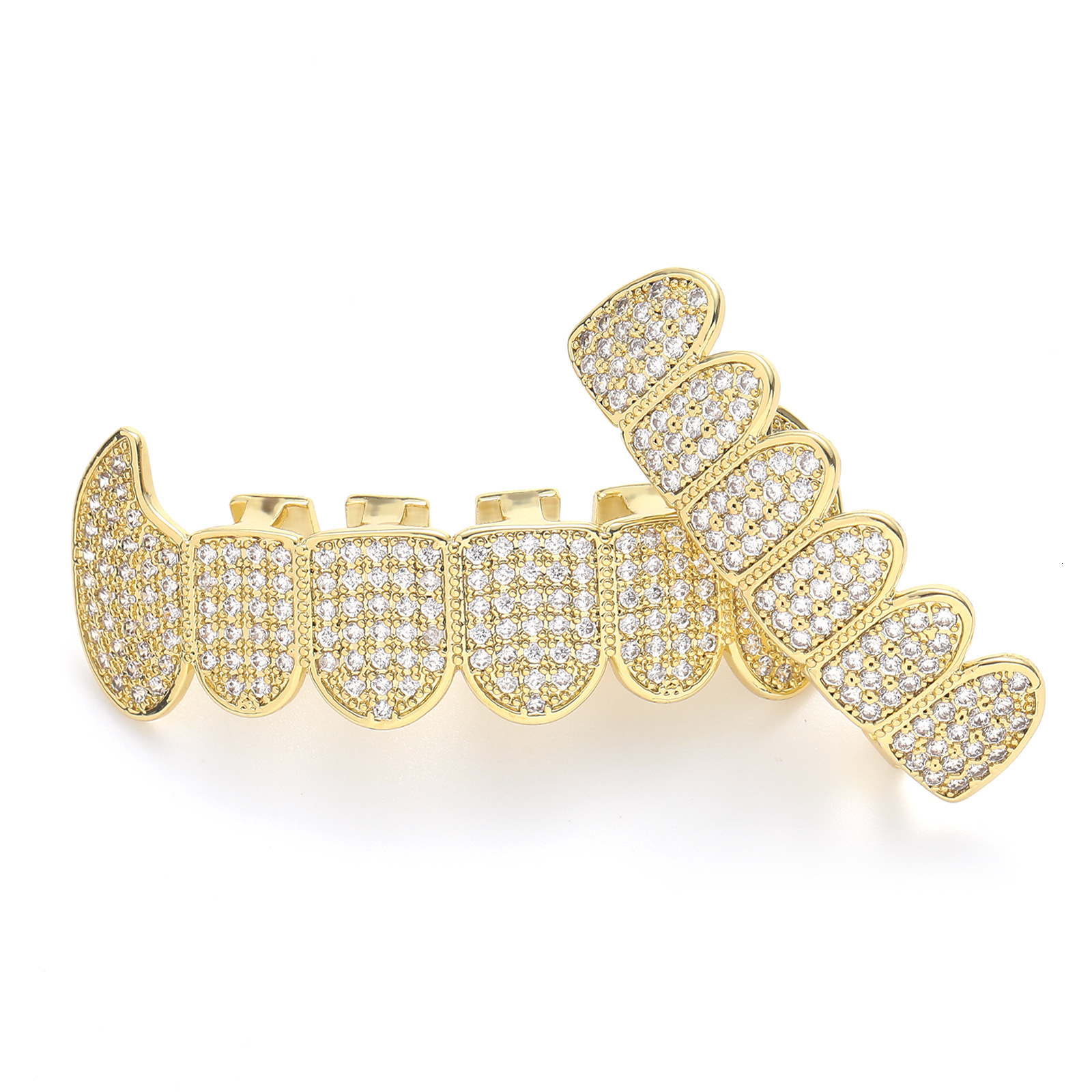 New 18K Gold Plated Moissanite Iced Out Hip Hop Grillz Unisex Luxury Halloween Statement Rapper Costume Accessories