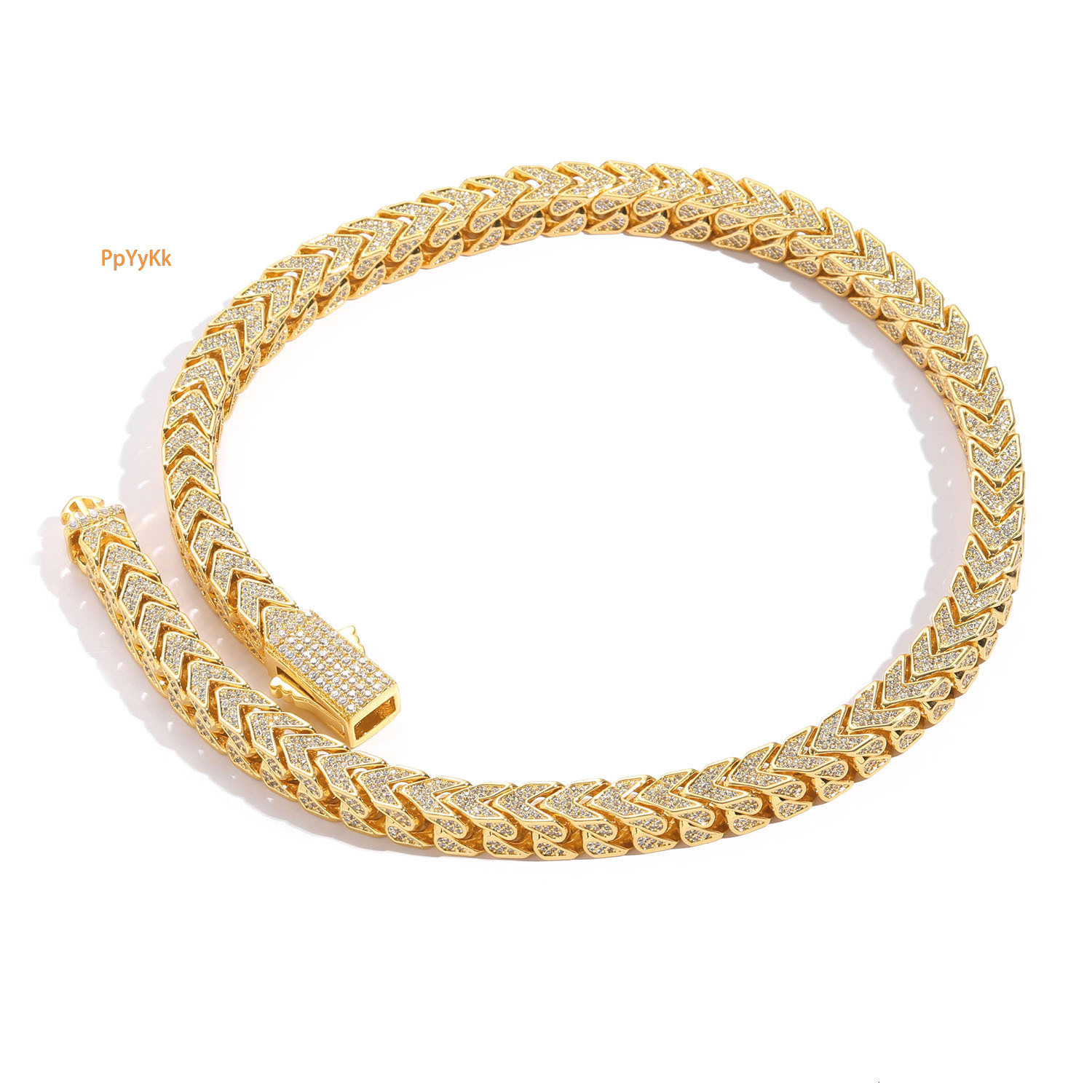 Luxury Jewelry New Hip Hop Men's 8mm V Chain Reversible 4-Sided Moissanite Double-Sided Pattern Men's Bling Bling Necklace Pass the diamond 