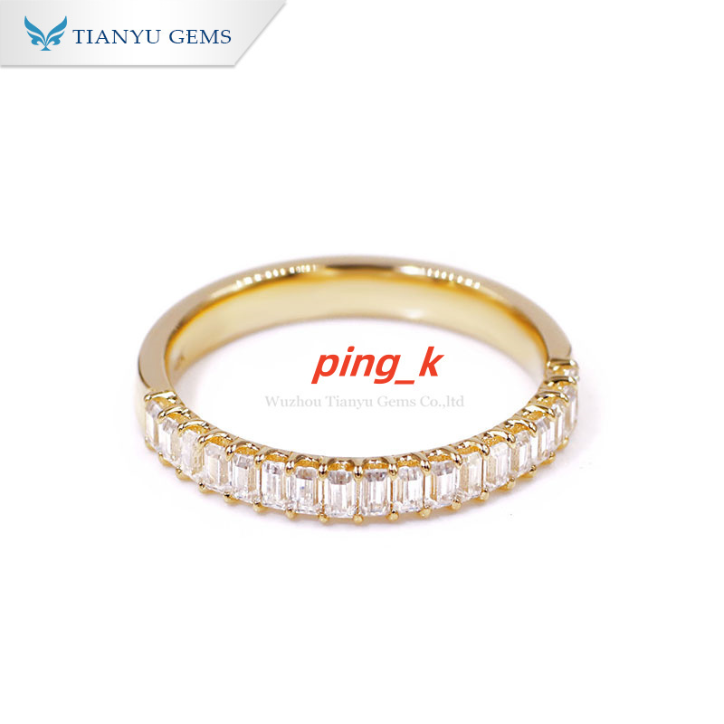 14K 18K Gold Emerald Cut Engagement Ring Diamond Eternity Moissanite Ring Band for Women Wedding Design Fine Jewelry