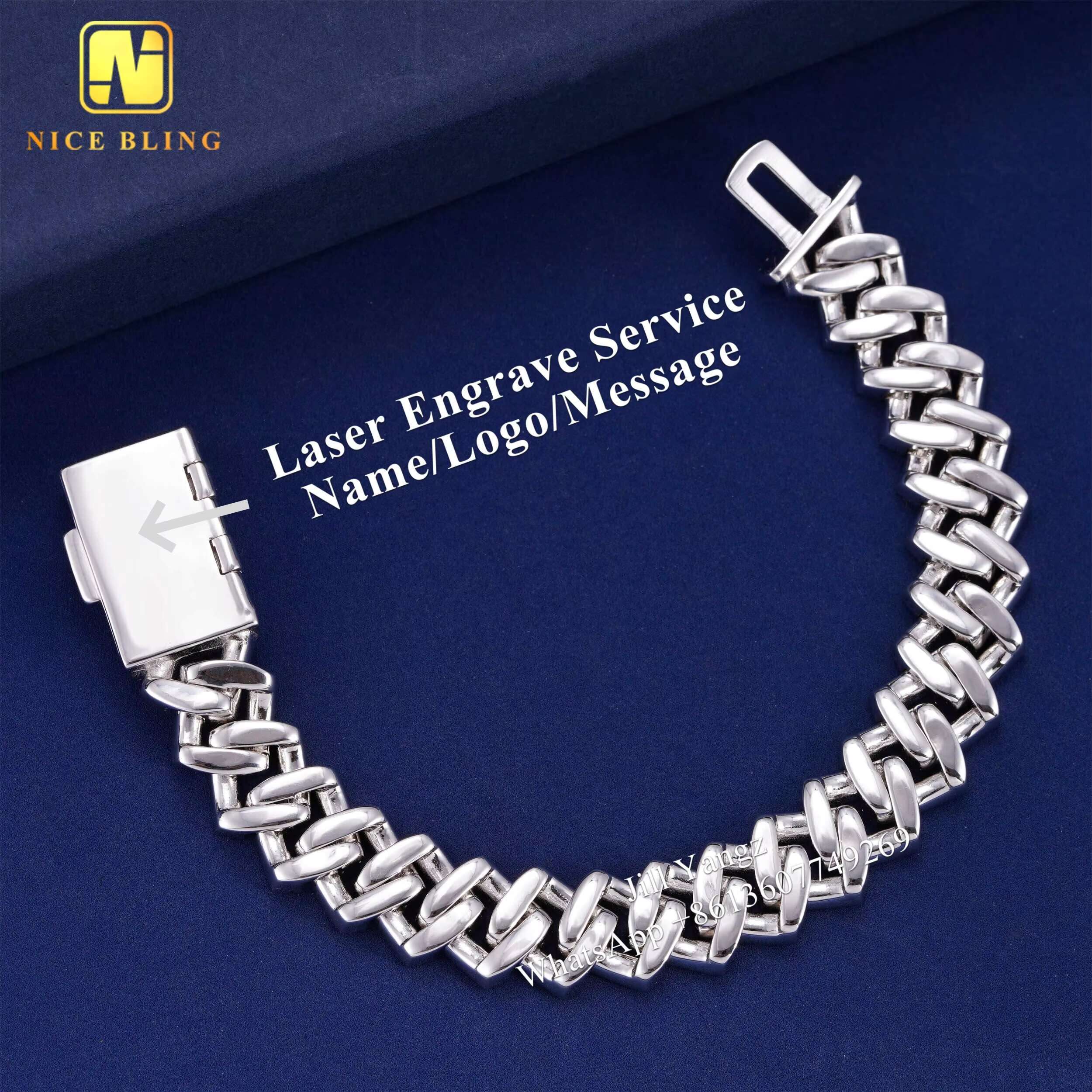 Wholesale 15mm Moissanite Chain Diamond Cuban Link Chain Necklace Fine Jewelry 18k Gold Plated Cuban Chain