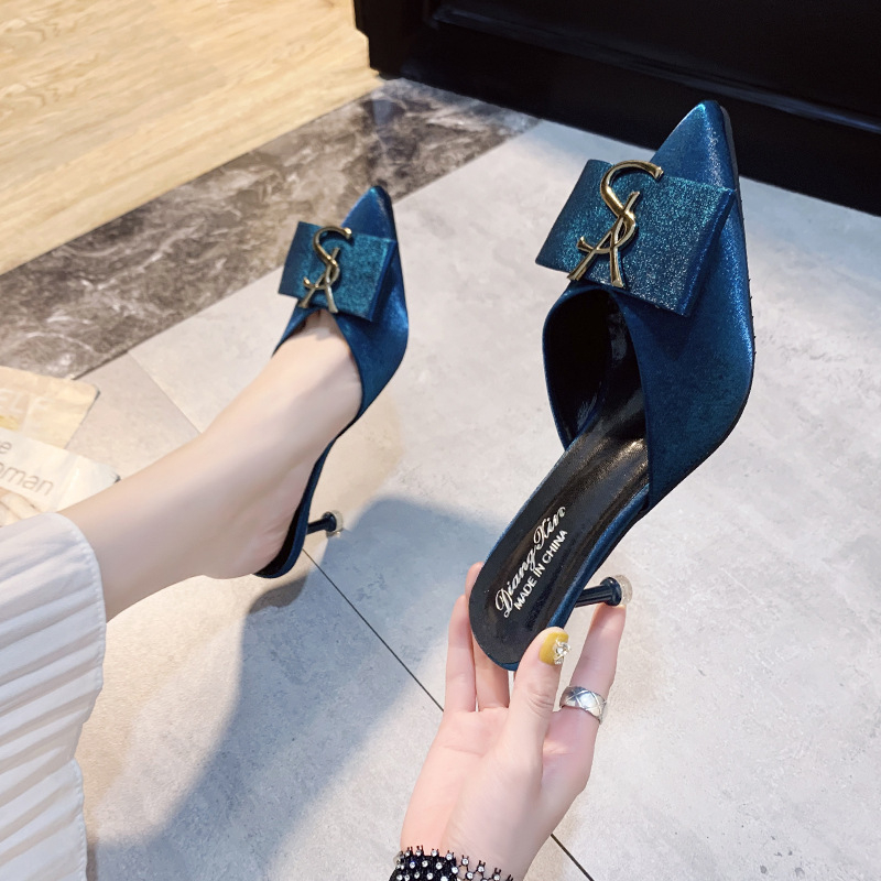 new free shipping designer Sandals for woman luxury outdoor breathable black blue shoes party Y2K 6cm Stiletto Heel Dress