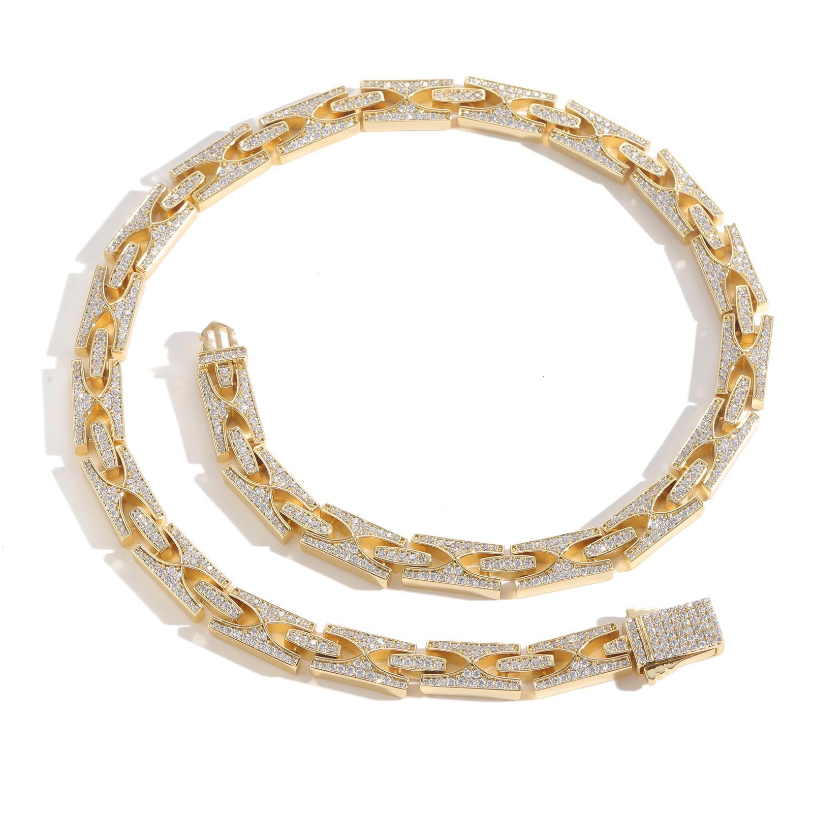 New H Shaped 10mm Spring Clasp Design Cuban Link Chain Iced Out VVS Moissanite Trendy Men's Accessory Necklace Pass the diamond tester