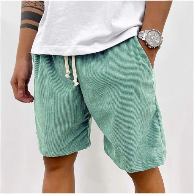 2025 European And American Spring/summer Solid Color Drawstring Designer Summer Shorts Pants Corduroy Casual Shorts Men's Shorts Casual Pants