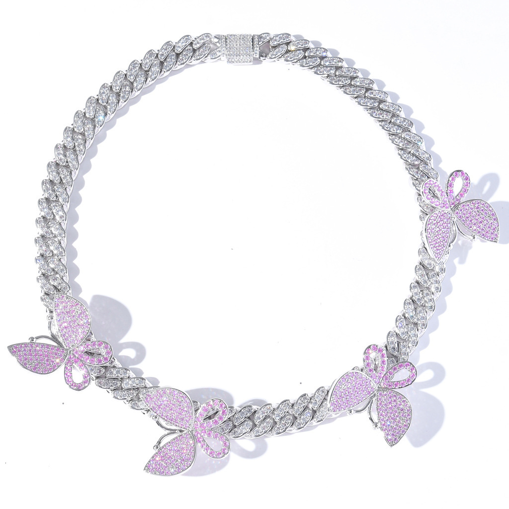 Iced Out Butterfly Cuban Chain 12mm Choker Trendy Fashion Moissanite Jewelry Pass the diamond tester