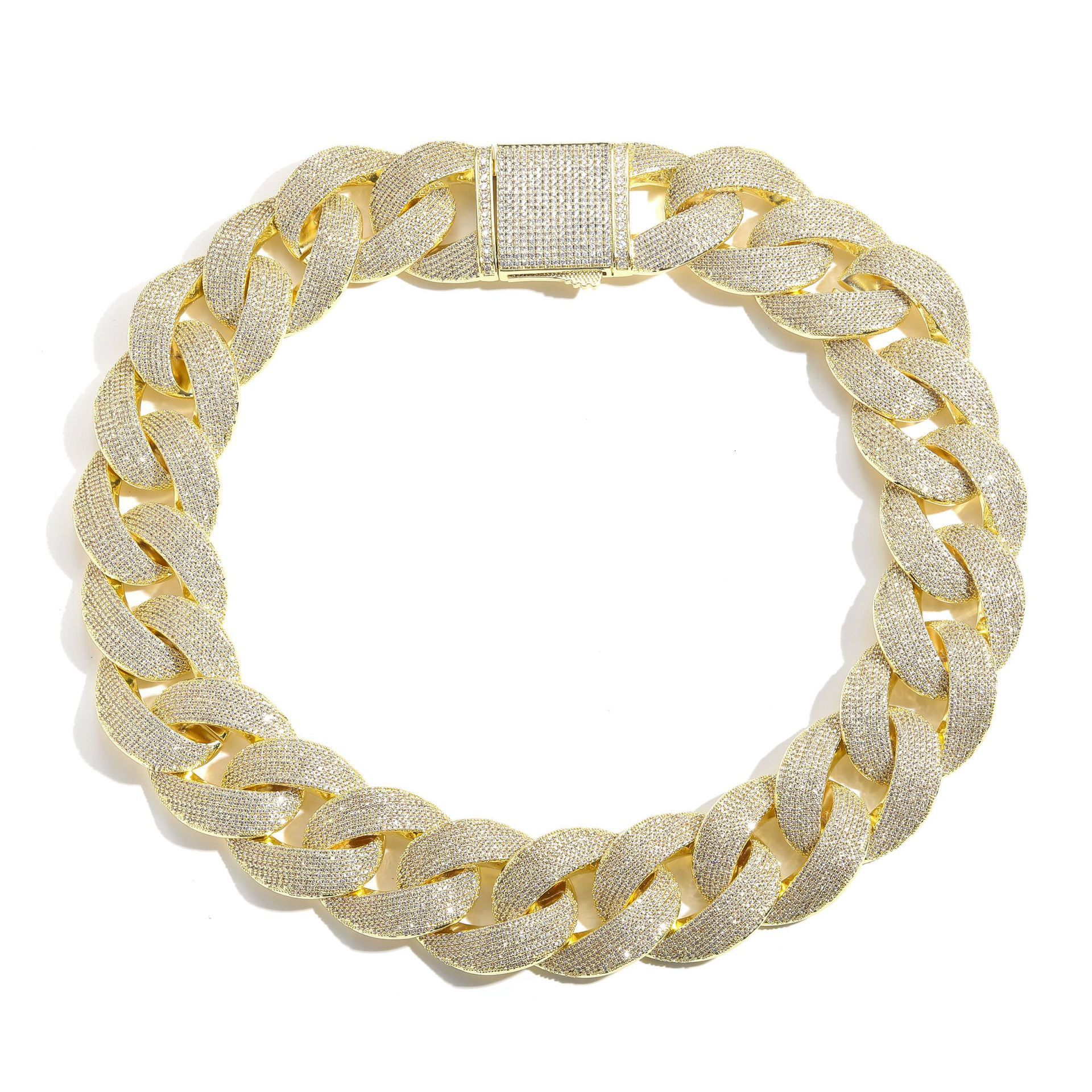 Hip Hop 35MM Spring Clasp Cuban Necklace VVS Moissanite Extra Thick Bold Iced Out Necklace Pass the diamond tester