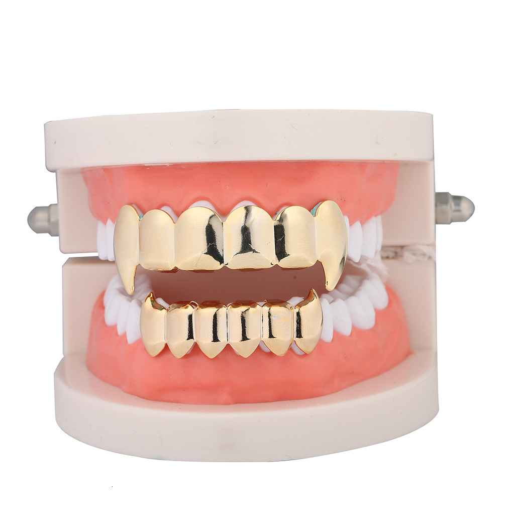New Arrival 18K Gold Plated Vampire Fangs Hip Hop Grillz Luxury High Quality Statement Rapper Costume Accessories