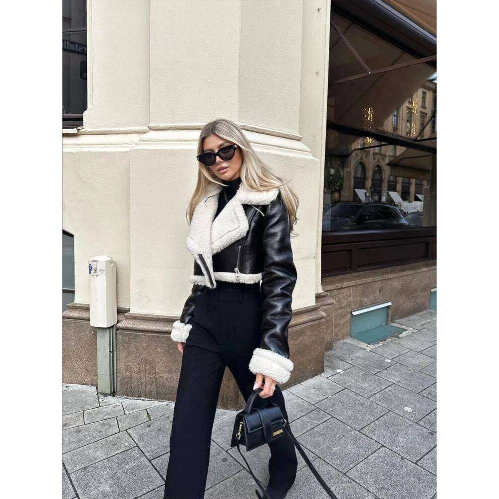 hoodie hoodie hoodie Suninheart Fashion Double Sided Short Jacket Women Warm Thick Lapel Lambswool Coat Autumn Winter Vintage Female Fleece Tops jacke