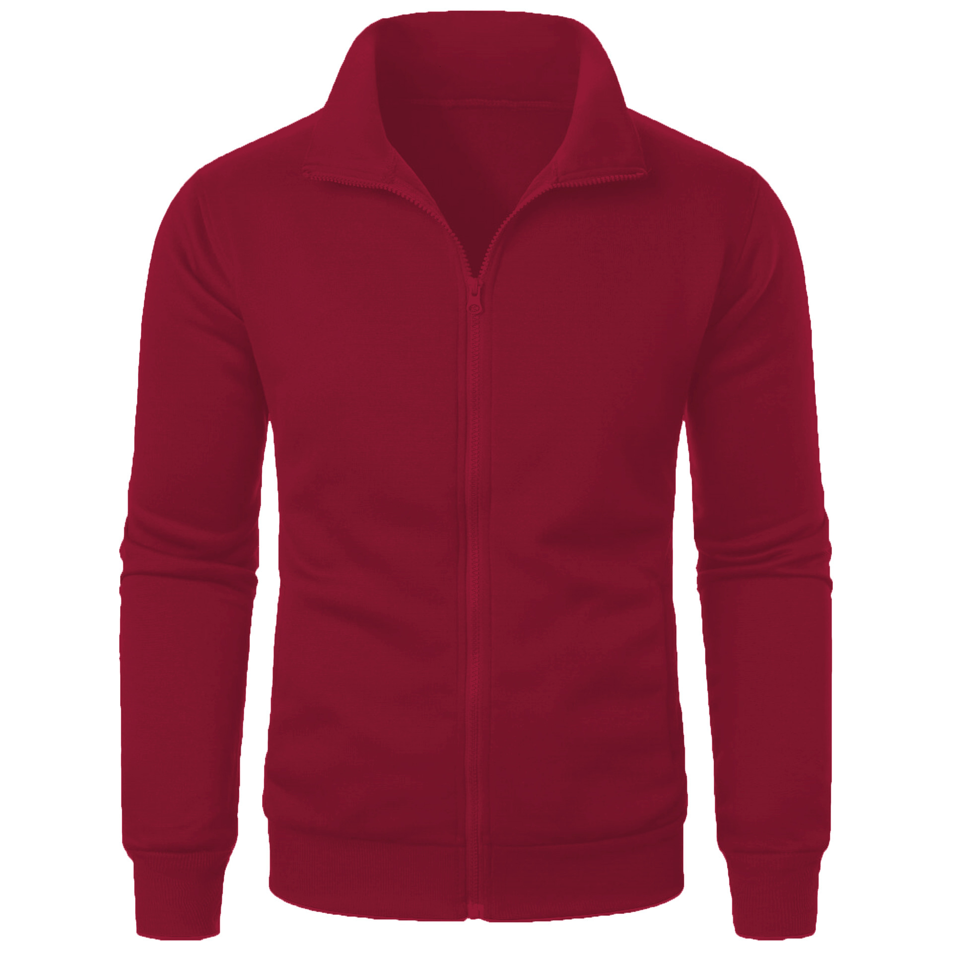New Sports Hoodie with Zipper and Stand Collar, Men's Solid Color Cardigan