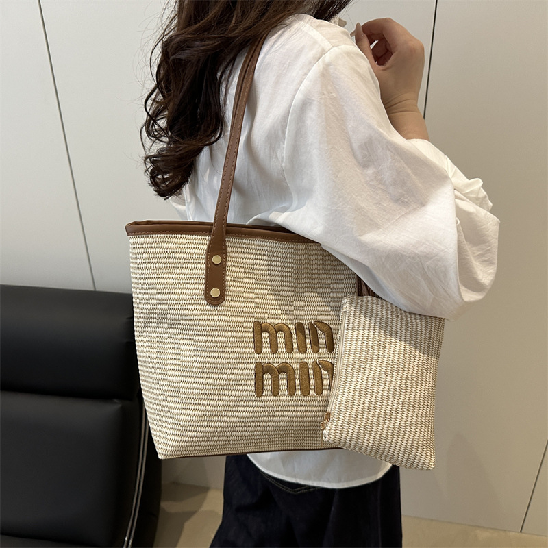 Designer Bag New 2025 Women's Straw Tote Bag, Boho Chic Bucket Style, Crossbody Shoulder Bag, High-End Fashion Versatile Free Shipping