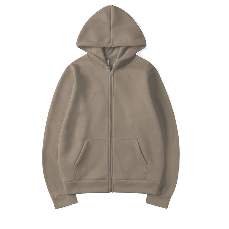 Cardigan Hoodie Sweatshirt Solid Color Sportswear Top Autumn Winter Unisex Zip-Up Shirt