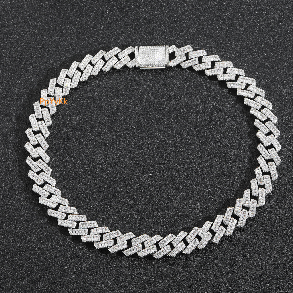 16mm Iced Out Cuban Chain Hip Hop Necklace Men Niche Moissanite Accessory Pass the diamond tester