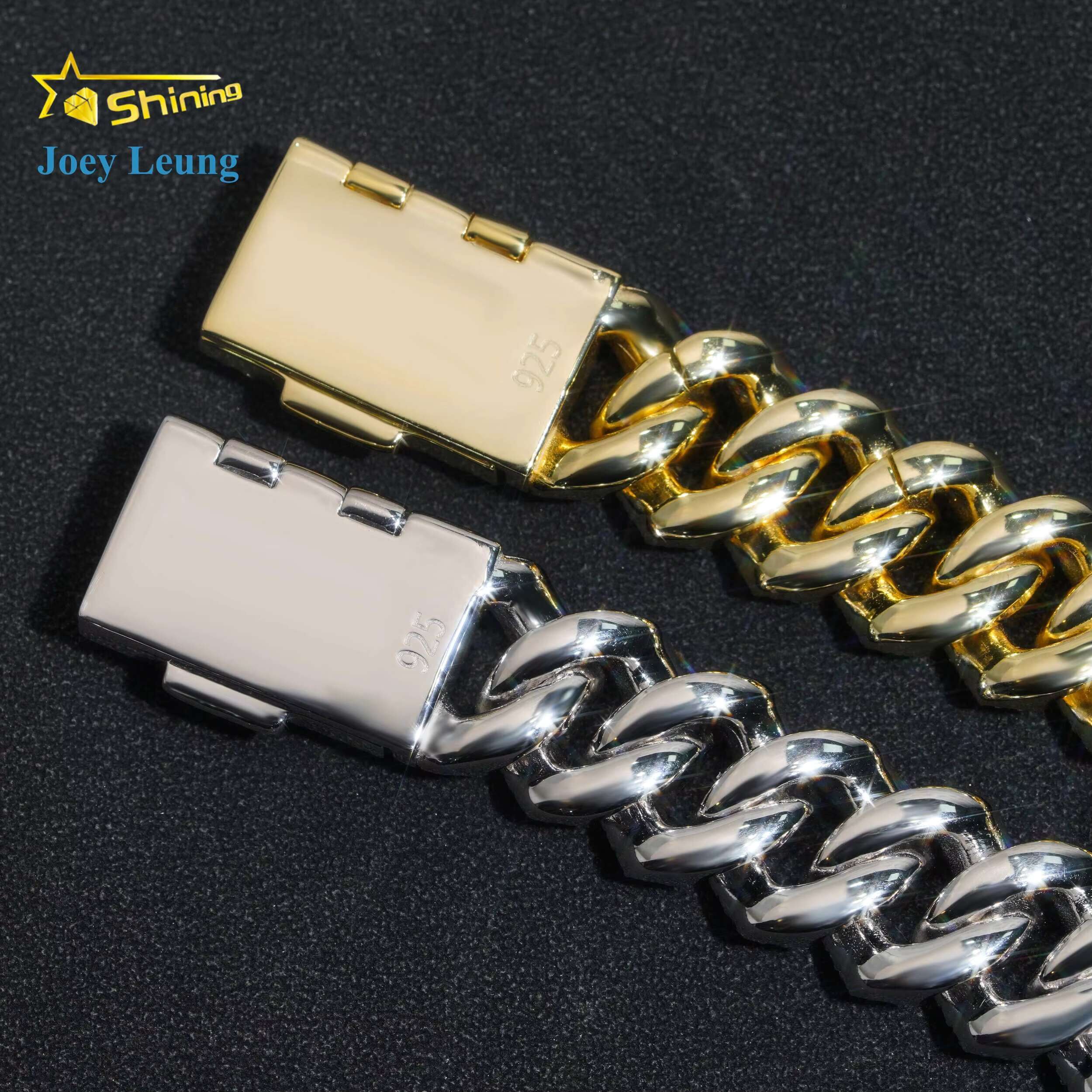 Iced Out 925 Sterling Silver VVS Moissanite Diamond Rapper Jewelry for Men 16MM Three Rows Hip Hop Cuban Link Bracelet