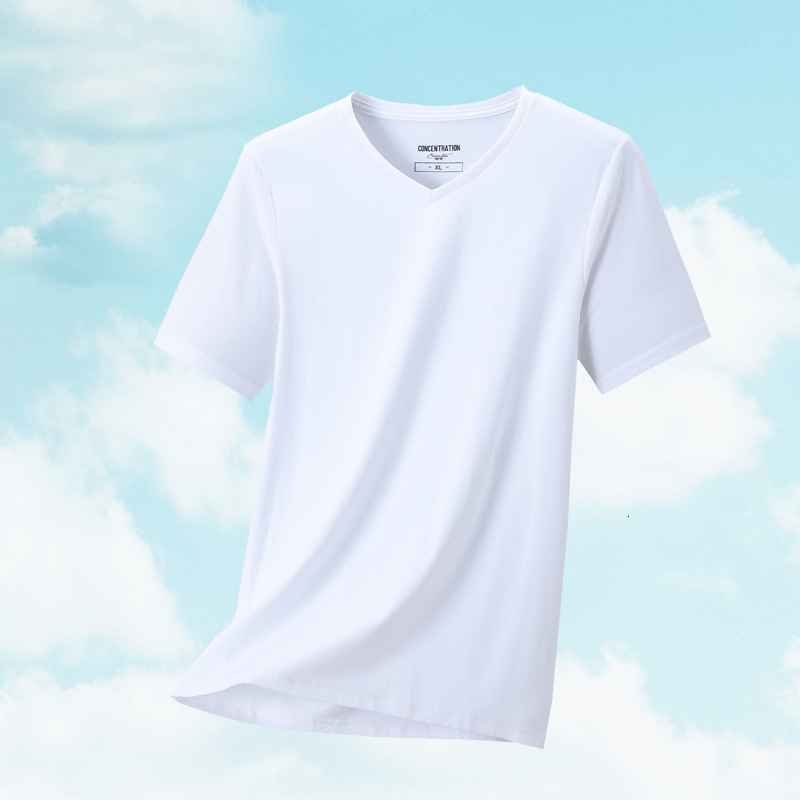 Mercerized Modal Cotton High-End Men's Short Sleeve T-Shirt 2025 Summer New Ice Silk Cool Breathable Quick-Dry Top