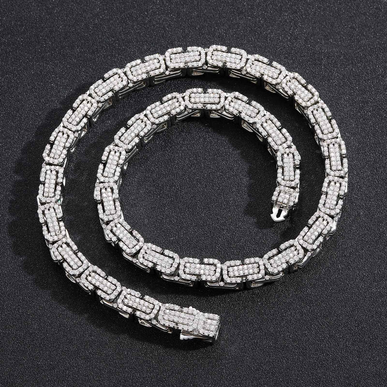 Hip Hop Byzantine Necklace Iced Out 3D Chain Men Trendy Niche Moissanite Fashion Accessory Pass the diamond tester