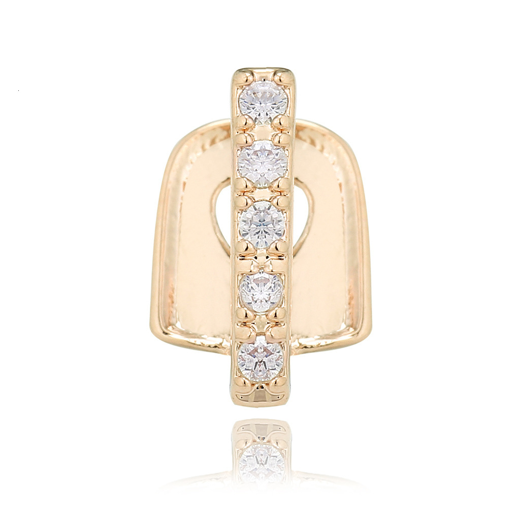 18K Gold Plated Iced Out Halloween Gold Bar Diamond Grillz Luxury Single Tooth Hip Hop Statement Accessory