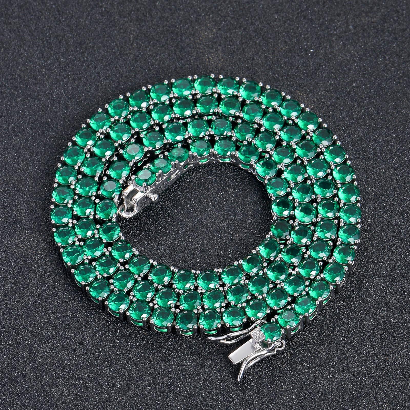 Luxury Jewelry Hip Hop 4mm Green Moissanite Tennis Chain Minimalist Unisex Iced Out High Quality Fashion Bling Bling Necklace Pass the diamond tester