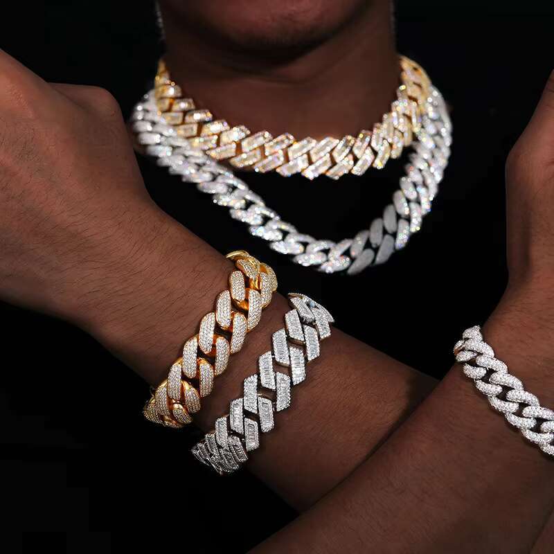 Luxury 20mm Hip Hop Moissanite Cuban Link Chain Gold Plated 925 Sterling Silver VVS Diamond Cuban Necklace